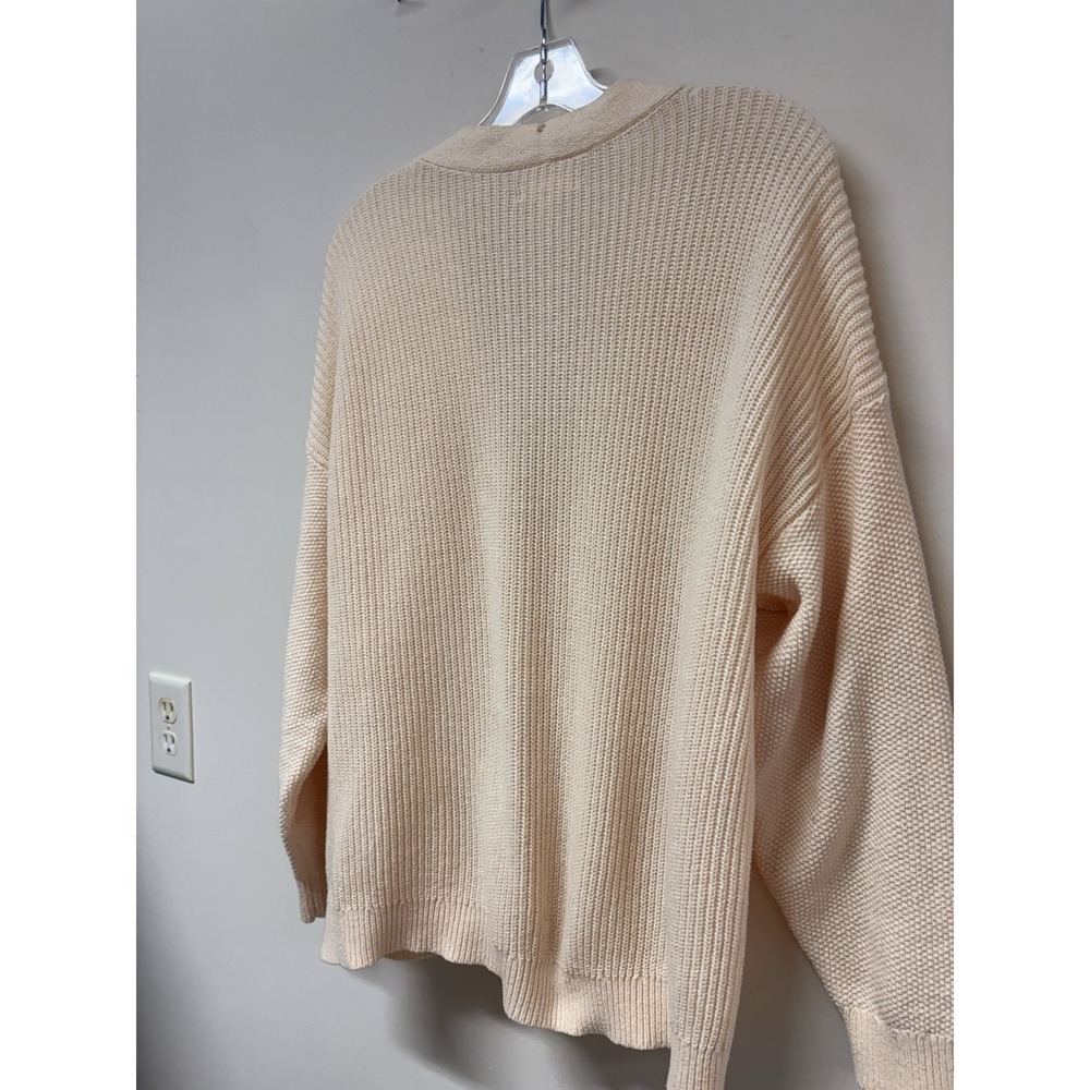 LC Lauren Conrad Women's Textured Cardigan Sweater L - Cream Chunky Knit 90's - Picture 4 of 14